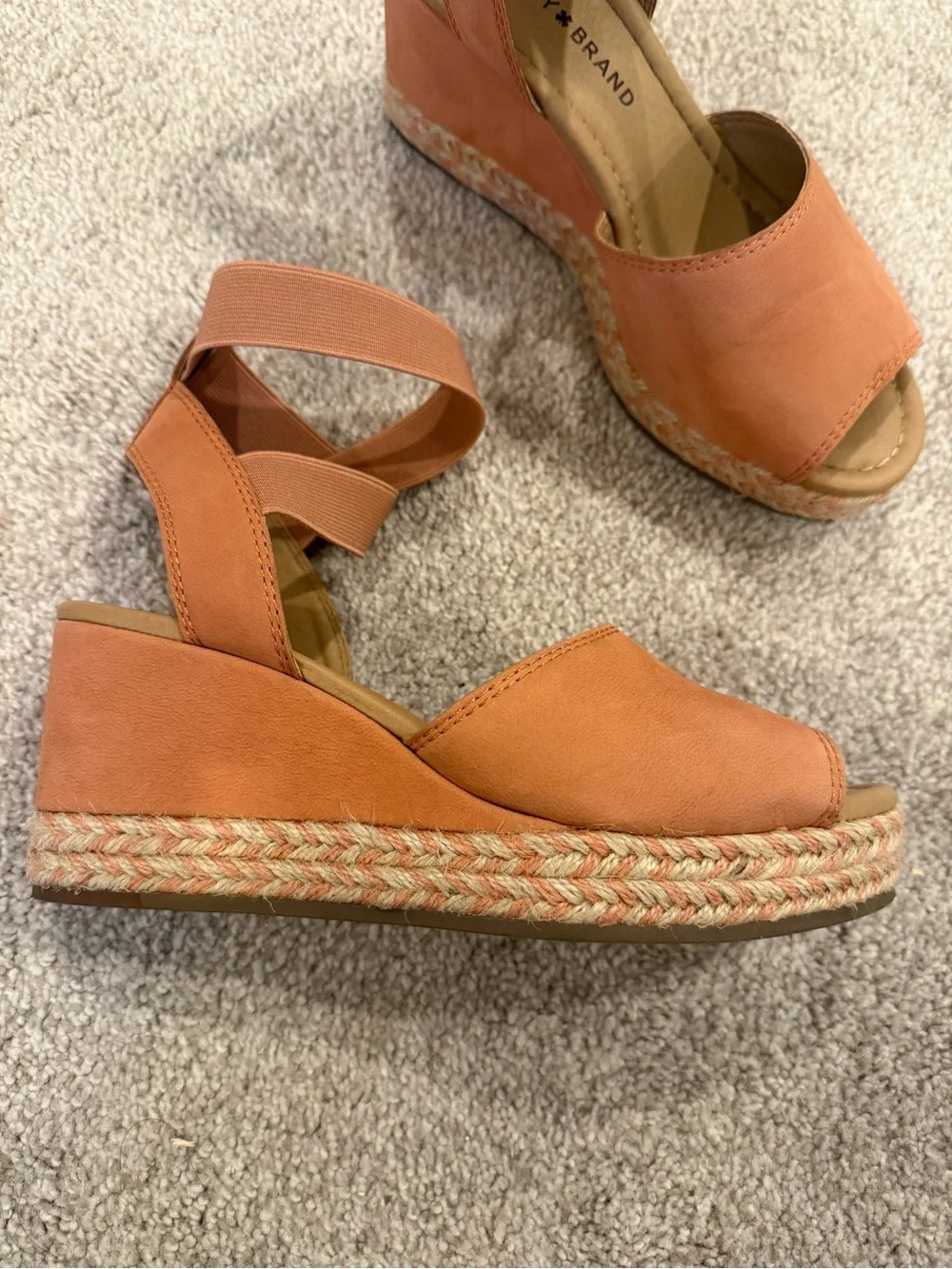 Lucky Brand Coral-Tone Ankle Wrap Wedge Sandals